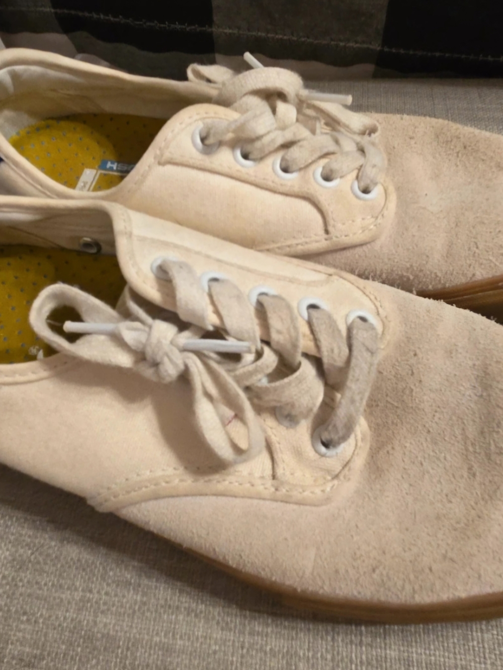Vans Women's Cream Suede Lace-Up Sneakers